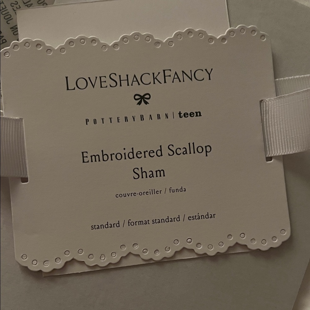 LoveShackFancy White Embroidered Pillow Shams set of 2 - Picture 2 of 3